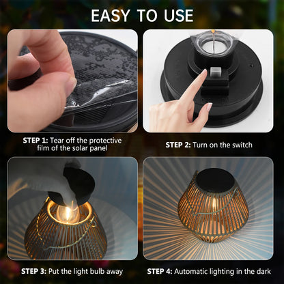 Solar Lanterns Solar Lights Outdoor Waterproof Boho Light for outside Hanging Rattan Lantern Decoration for Garden Yard Patio