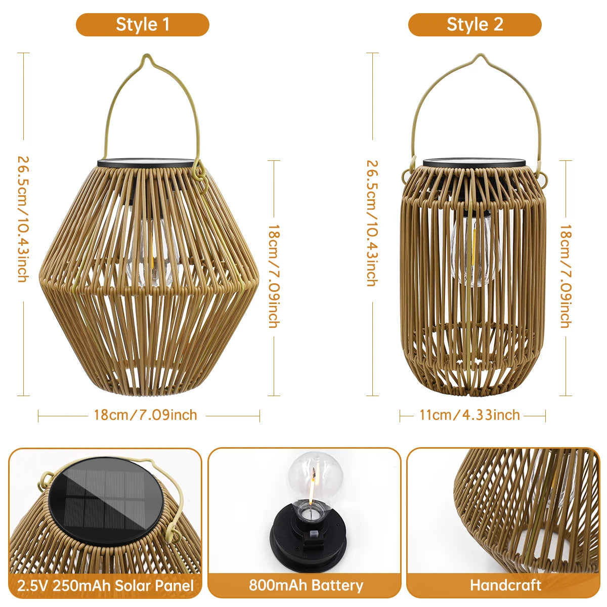 Solar Lanterns Solar Lights Outdoor Waterproof Boho Light for outside Hanging Rattan Lantern Decoration for Garden Yard Patio